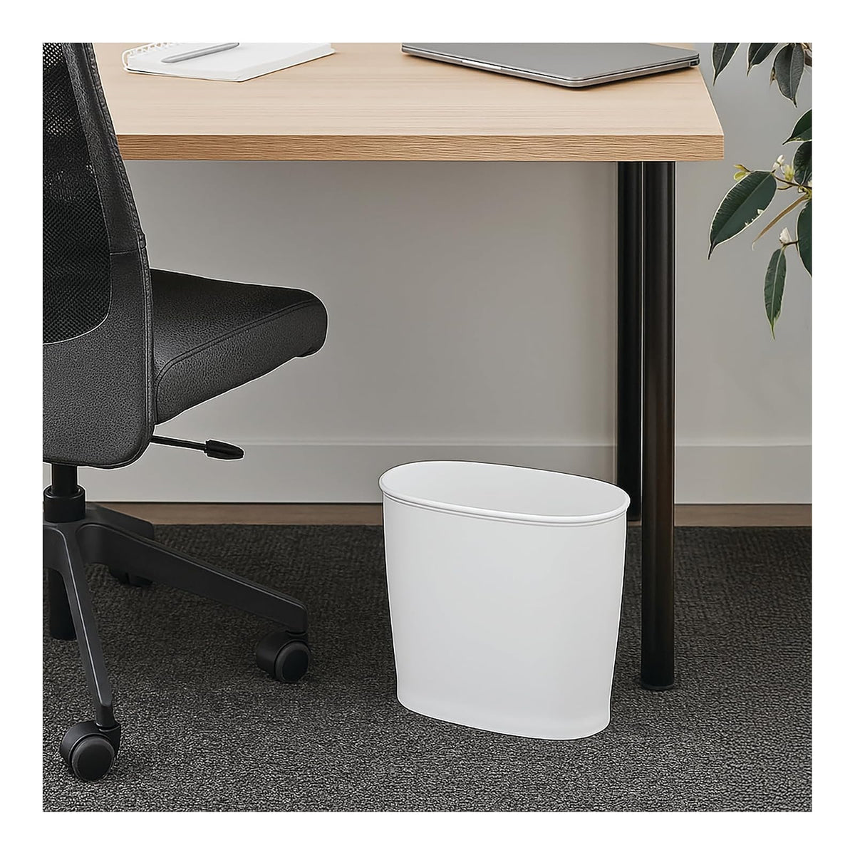 InterDesign 93441 Kent Oval Wastebasket Trash Can for Bathroom, Kitchen, Office, White