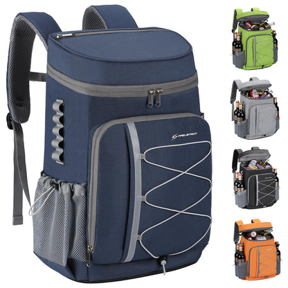 Maelstrom Mochila Hielera 35/50 Latas, Bolsa Hielera Suave Hermética | Frío 16h, bolsillos múltiples, silbato emergencia, acolchado ergonómico transpirable. Ideal camping, pesca, senderismo - Azul - 50 Can