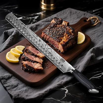 Cuchillo para pechuga SHAN ZU de acero en polvo, cuchillo para trinchar de 30 cm para cortar carne, pavo y barbacoa, cuchillos para rebanar con mango ergonómico de madera de pakka