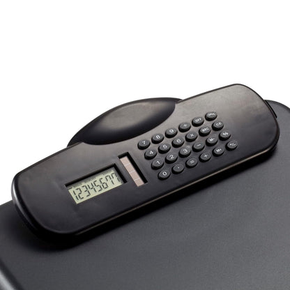 Officemate 83306 Slim Clipboard Box with Calculator, charcoal