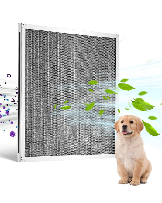 VEVOR Filtro de Aire Electrostático Sostenible, Lavable y Reutilizable, Aluminio, Horno AC/HVAC, MERV 8, Larga Vida Útil, Hogar u Oficina más Saludables, 393,7 x 501,65 x 20,8 mm, Plata, 1 ud
