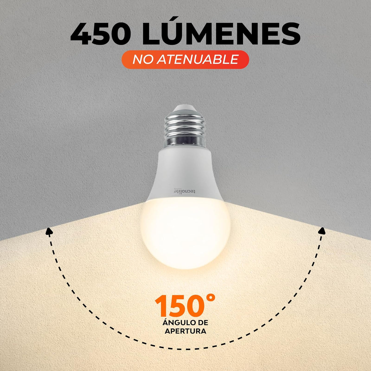 Tecnolite Paquete de 6 Focos LED 5 W A19 -Luz de Día, Base E27, No atenuables