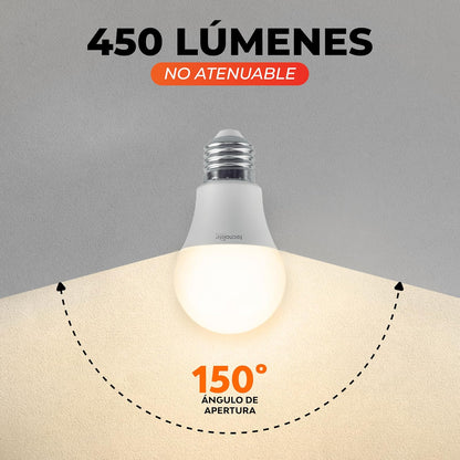 Tecnolite Paquete de 6 Focos LED 5 W A19 -Luz de Día, Base E27, No atenuables