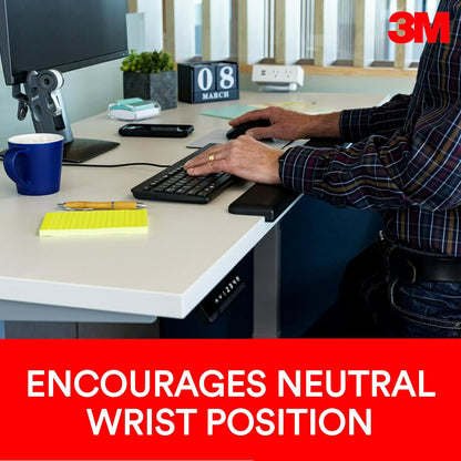 3M Reposamuñecas de gel para escritorios de pie, se adapta a diferentes posiciones de trabajo, color negro (WR200B)