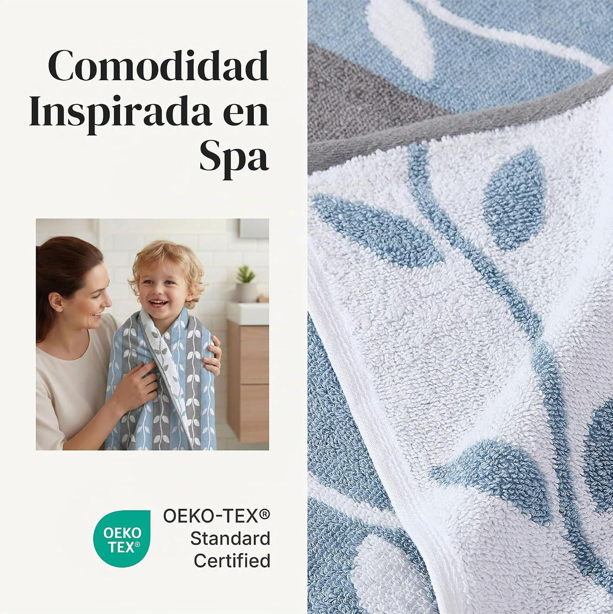 Modern Threads Organic Vines - Juego de 6 Toallas de algodón 100% – Hilo teñido Jacquard y sólido – Incluye 2 Toallas de baño, 2 Toallas de Mano, 2 paños – Absorbente, de Secado rápido, Suave y