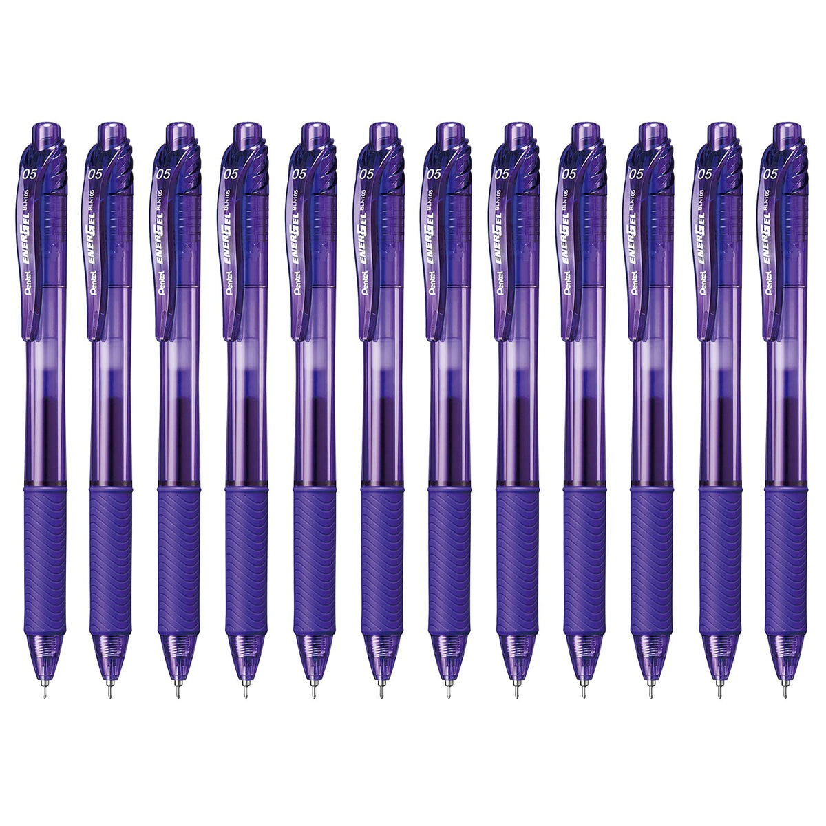 Pentel EnerGel-X Bolígrafo de Gel Punta de Aguja 0.5 mm, Paquete de 8 - 12 Unidad (Paquete de 1) - Aguja de 0,5 mm - Violeta