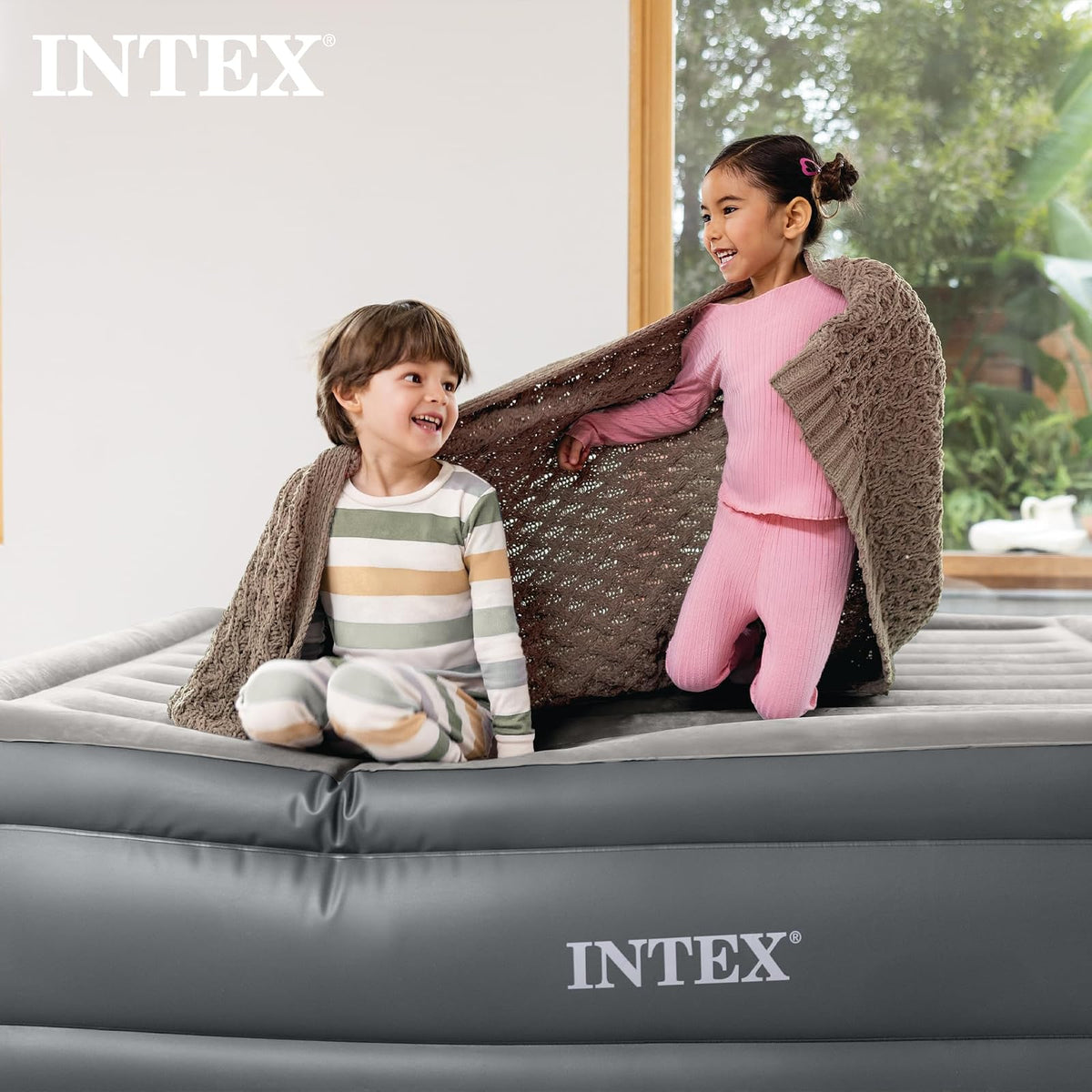 Intex 64125ED Dura-Beam Plus Series Essential Rest Airbed con Bomba eléctrica Interna, Altura de la Cama de 18 Pulgadas, Queen
