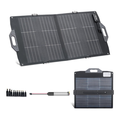 VEVOR Placa Solar Plegable 100W, Panel Solar Portátil con Célula Fotovoltaica Bifacial, Salidas de USB MC4 DC, IP65 Impermeable, Compatible con Estaciones de Energía Autocaravanas Acampada Viajes