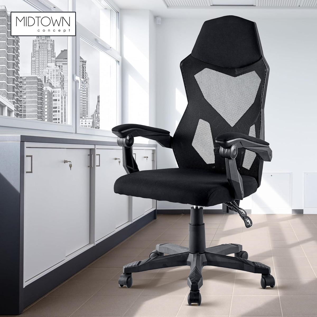 Midtown Concept Silla de Oficina Ergonomica Reclinable Negra