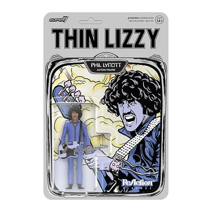 Super7 - Figura de reacción Delgada Lizzy Phil Lynott (Jailbreak) - Figura de acción Delgada Lizzy de 9,53 cm con Accesorio, colección de Rock clásico y Juguetes Retro