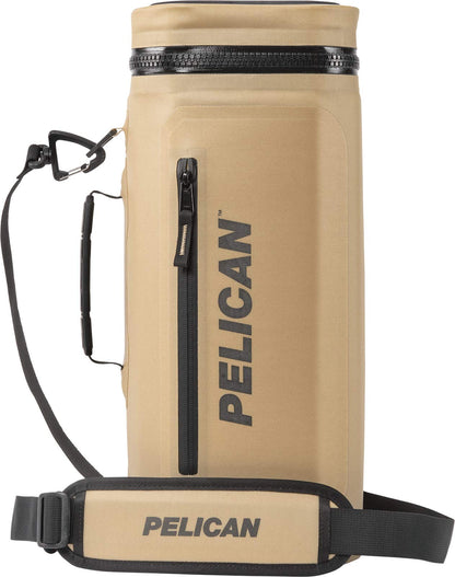 Pelican Dayventure - Enfriador Suave con Honda, Capacidad de 12 latas o 4 Botellas de Vino con Hielo, Resistente al Agua, Carcasa Exterior a Prueba de desgarros, Correa de Hombro Acolchada - marrón