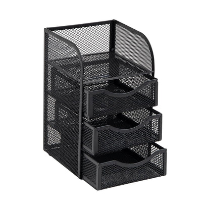 Betesh Mind Reader Desktop Accessory Storage, Paper Binder Clip Basket, Workspace, Office, Metal Mesh, 4.75" L x 5" W x 8" H, Black