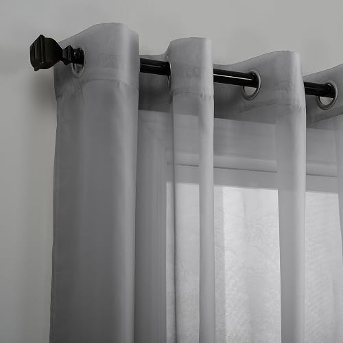 No. 918 - Panel de cortina Emily Sheer Voile con ojales, 59 x 95 pulgadas, gris antracita