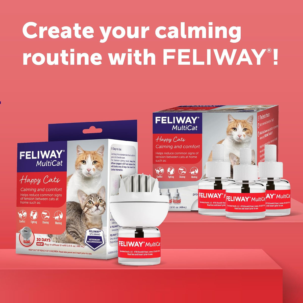 CEVA Animal Health D89410B Feliway MultiCat Starter Kit, 48ml