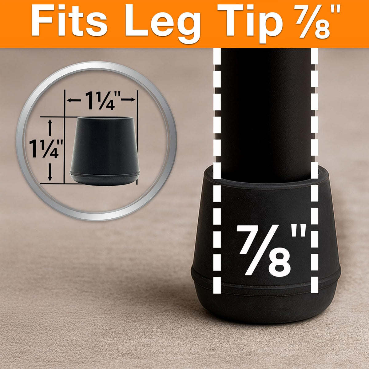 Shepherd Hardware Puntas de goma para patas, 7/8" negro, paquete de 40, Negro