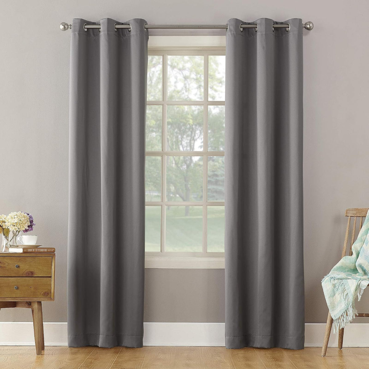 Sun Zero Becca Panel de Cortina Blackout - 101.6An x 213.4Al cm (1 Paneles) - Gris