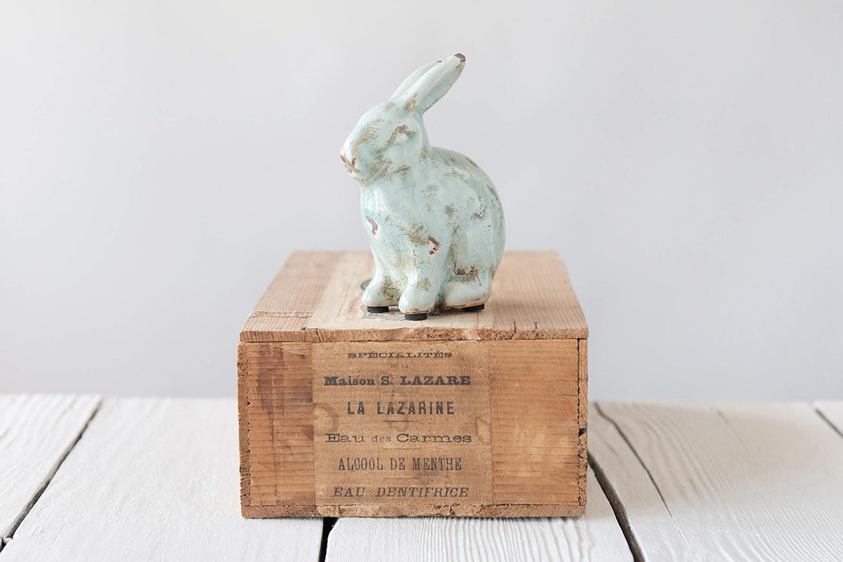 Creative Co-op - Figura de Conejo de Terracota Envejecido (DF2733)