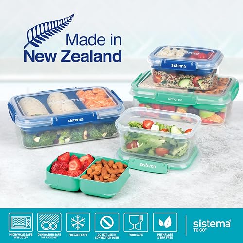 Sistema TO GO Stax - Contenedores de almacenamiento de alimentos a prueba de fugas, 1 l, recipientes herméticos y apilables para preparar comidas con tapas, fiambreras, sin BPA, 3 unidades