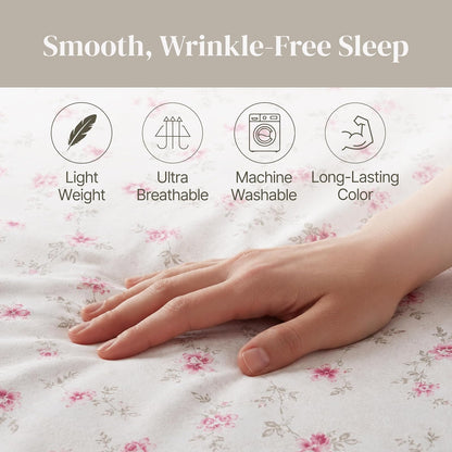 Modern Threads - Sábanas de Microfibra Suave y Sedosa sin Arrugas, lujosas sábanas de Microfibra Incluye sábana encimera, sábana Bajera con Bolsillos Profundos y Fundas de Almohada de Color Rosa