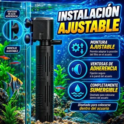 Lomas Cabeza de Poder con Filtro Rápido AquaFlow 30 para Acuarios 300-500 L, Filtración Mecánica y Biológica, 1500 L/h, 19W, Sumergible
