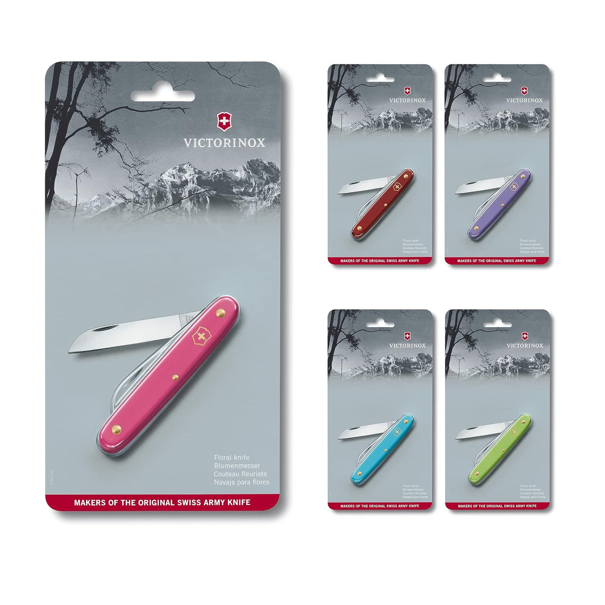 Victorinox Navaja para Flores en Blister, Hoja Recta, Fucsia