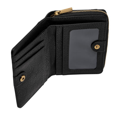 Cartera Rfid Mini Fossil SL7923001 Logan de piel en tono negro para mujer