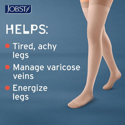 JOBST Activa - Medias de compresión transparentes, 8-15 mmHg, hasta el muslo