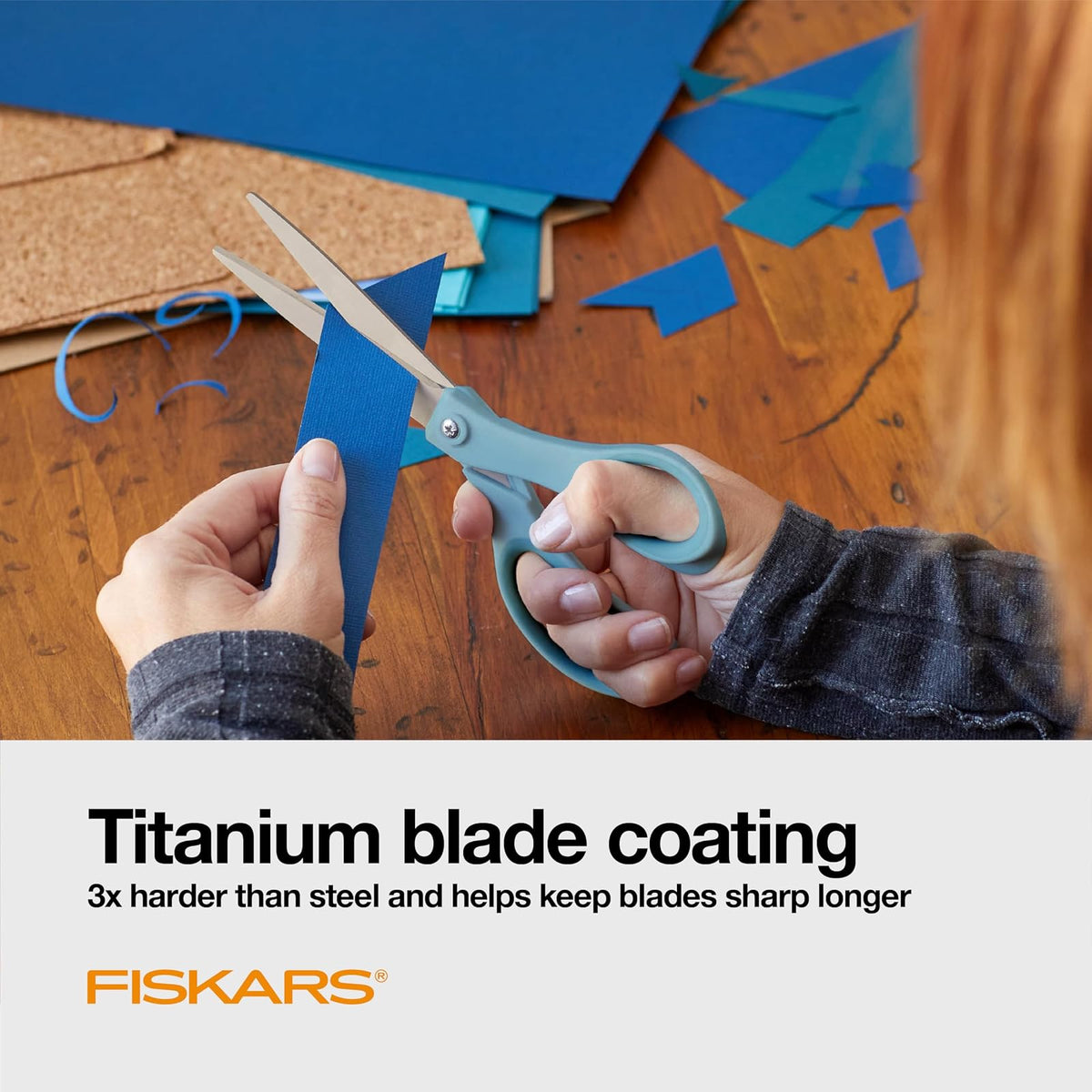 Fiskars 20,32 cm Softgrip Titanio Tijeras | Asas ergonómicas para tareas de corte diarias, tijeras afiladas multiusos para el hogar, oficina, manualidades, multicolor