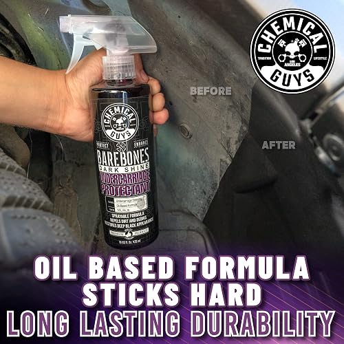 Chemical Guys Bare Bones Premium Spray Brillo Oscuro para Bajos, neumáticos y molduras, Seguro para Automóviles, Camiones, Motocicletas, vehículos recreativos y más, 3,79 L