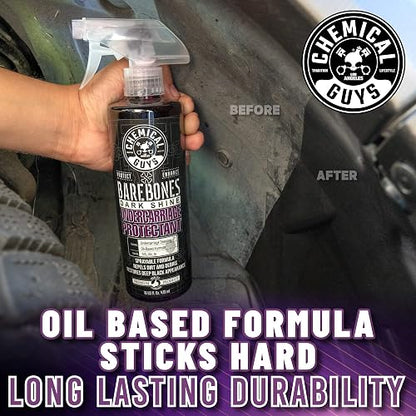 Chemical Guys Bare Bones Premium Spray Brillo Oscuro para Bajos, neumáticos y molduras, Seguro para Automóviles, Camiones, Motocicletas, vehículos recreativos y más, 3,79 L