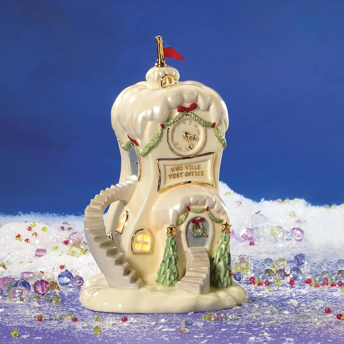 Lenox 750113 Who-Ville - Figura de Oficina Postal | Porcelana con detalles de oro de 24 quilates | Tamaño de 17,8 x 11,4 x 12,06 cm | Regalo coleccionable para fans de grinch |
