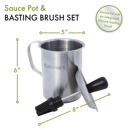 Cuisinart CBP-116B Vaso de Acero Salsas con Brocha Integrada | Vaso de acero inoxidable para salsas, con brocha incluída y removible, fácil de limpiar, perfecto para todo tipo de salsas