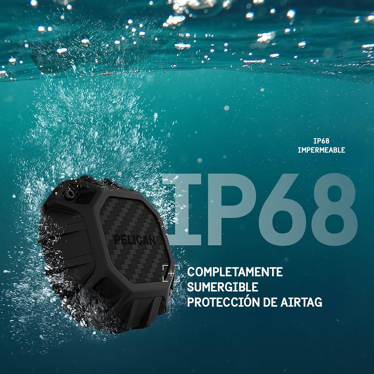 Pelican Marine - IP68 Waterproof AirTag Holder/Case w/ 3M Adhesive Sticker - Protective Shockproof Cover for Apple Air Tag - Hidden Stick On Mount for Bike Wallet Travel TV Remote Car Luggage -Black