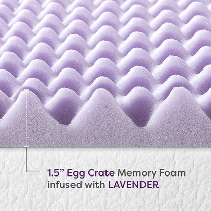 Best Price Mattress - Colchón de Espuma viscoelástica de 1.5 Pulgadas con infusión de Lavanda calmante, Certificado CertiPUR-US, Esencial para recámara, tamaño Queen