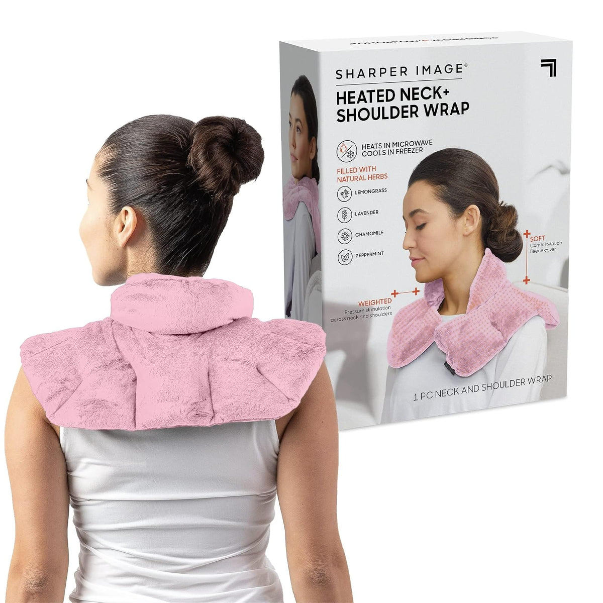 Sharper Image Envoltura Térmica para Cuello y Hombro, Aromaterapia - 1 Count (Pack of 1) - Rosado