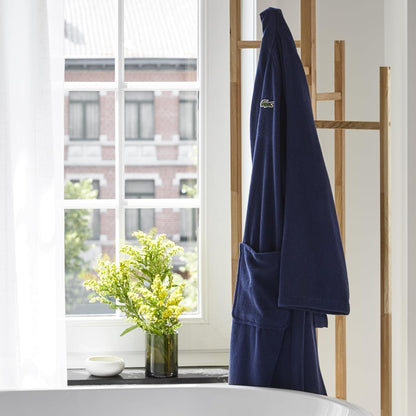 Lacoste - Bata de baño clásica de piqué 100% algodón suave, bata de baño unisex para adultos, absorbente y de secado rápido, talla única