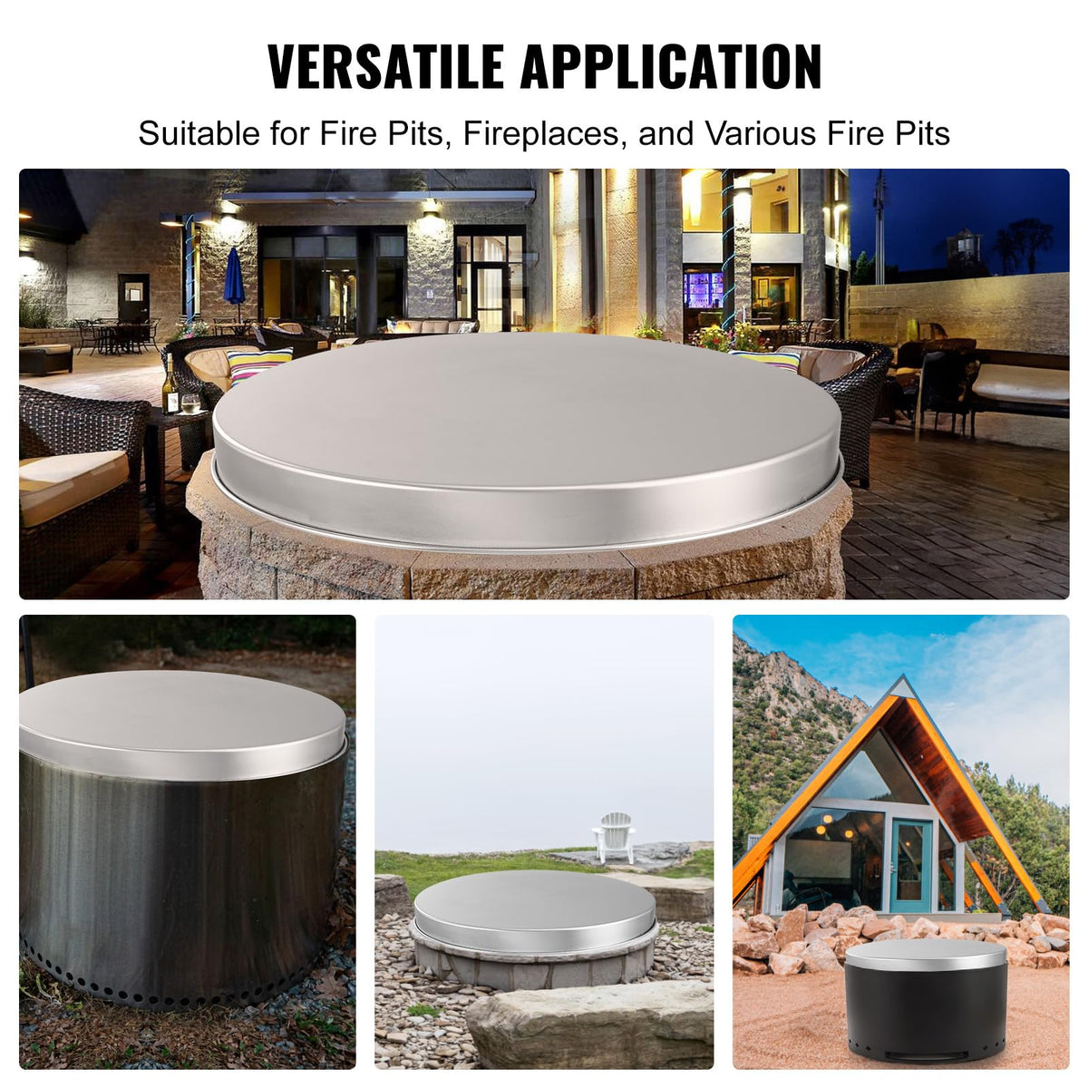 VEVOR Parachispas para Brasero 508 mm Alambrera de Brasero de Acero Inoxidable Placa Redonda Rejilla de Protección contra Chispas de Fuego Apertura Fácil con Accesorios para Hogueras, Jardín, Patio