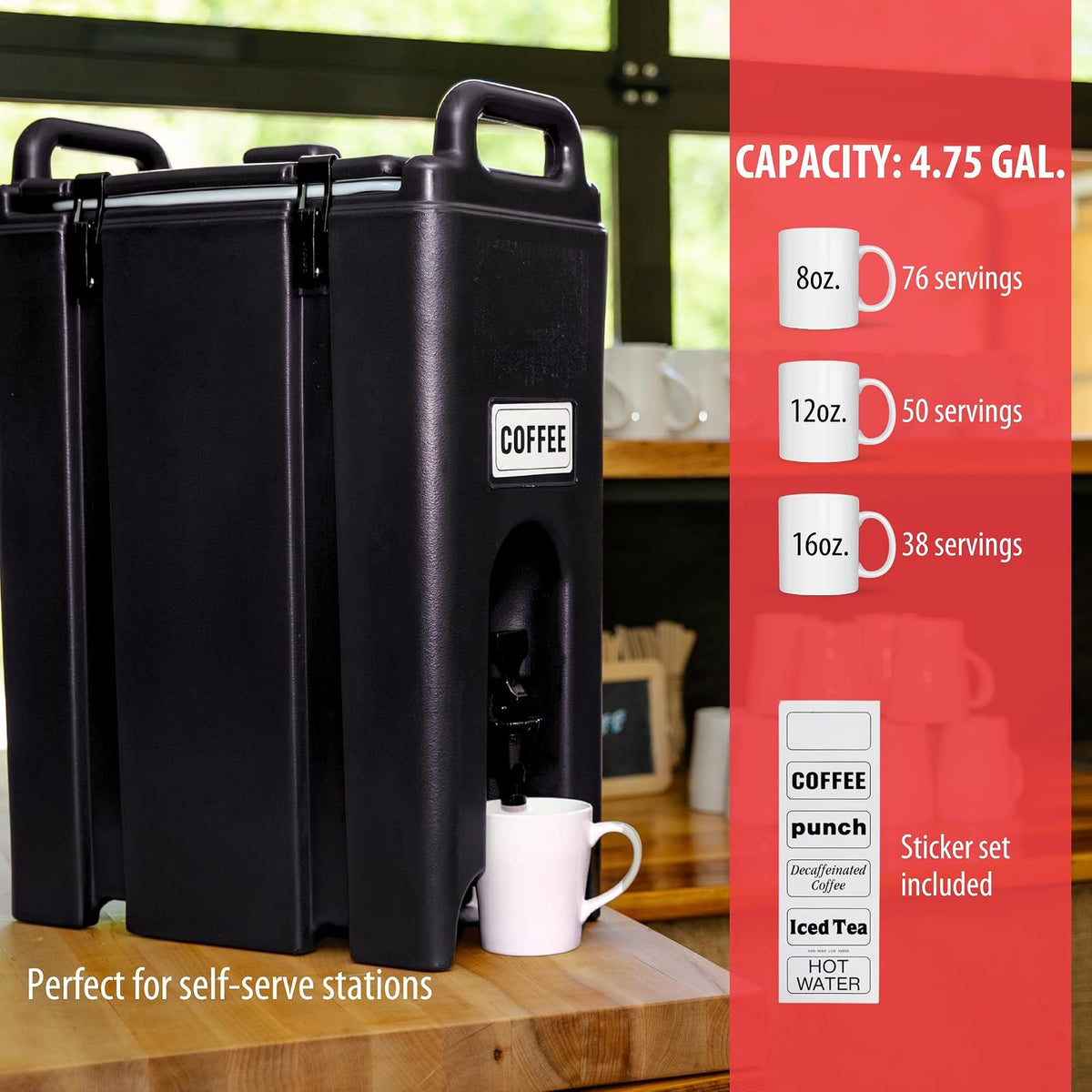Camtainer - Capacidad de 5 galones, color negro