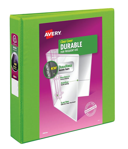 Avery Carpeta durable con vista y anillo inclinado, 5cm | Para uso diario, en el hogar y en la oficina, columna vertebral DuraHinge, bordes resistentes a las roturas - 1.5" - Verde