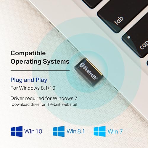TP-Link Bluetooth 5.0 USB Adaptador, Compatible con Windows 10/8.1/8/Win 7/XP, para PC, portátil, Mouse, Teclado, Auriculares (UB500)