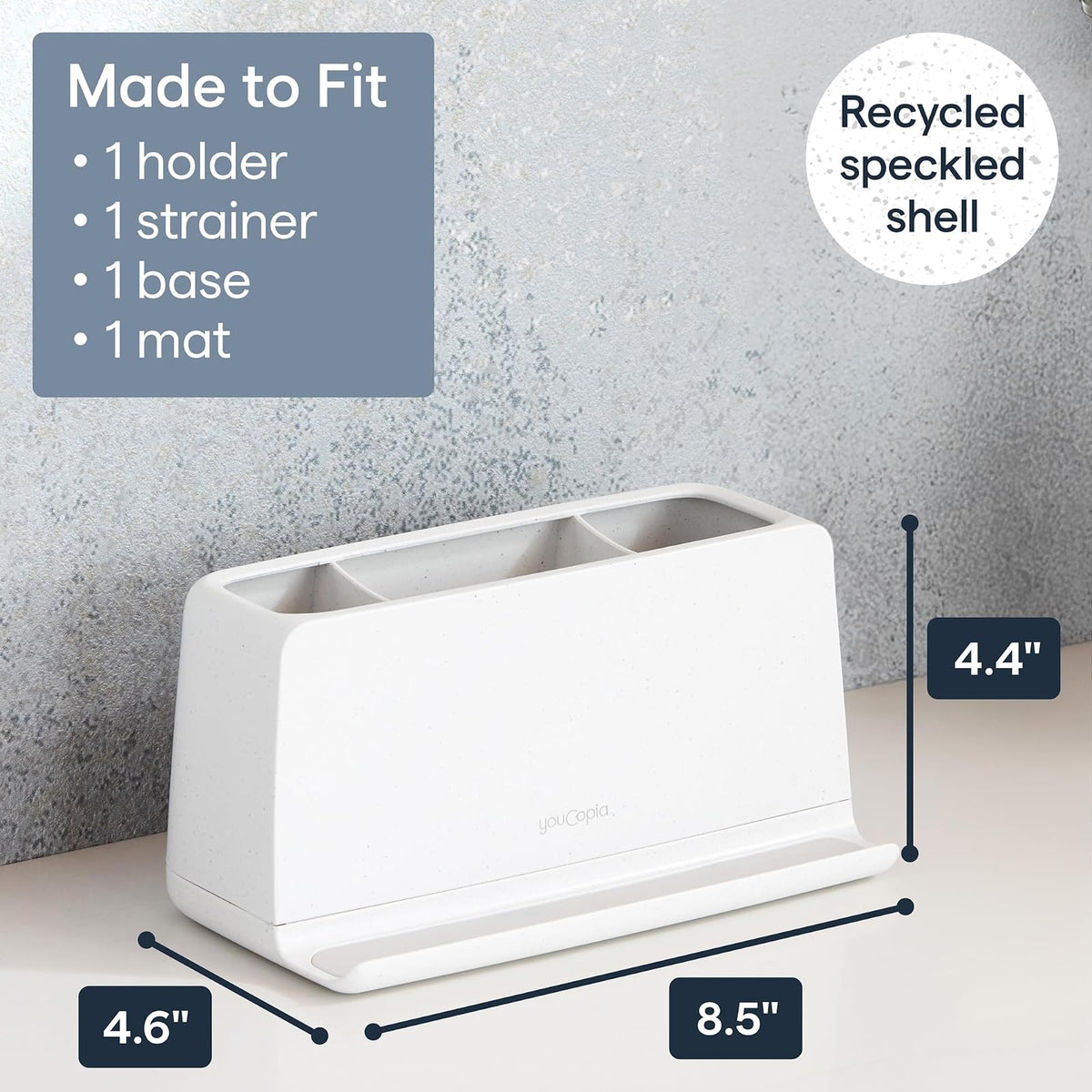 YouCopia The Ledge - Soporte para Cepillo para Polvo de Dientes, 3 Ranuras, Organizador de Cambiador de baño con Ranuras para Cables, Base extraíble y Almacenamiento para teléfonos, Pasta Dental y