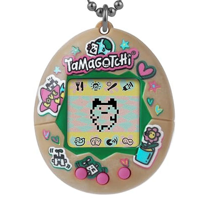 TAMAGOTCHI - Mascota Virtual Original Celebration Egg, Tonos Tierra | Earth Tones coleccionable, minijuego adivinanza, múltiples evoluciones adultas, cadena llavero, batería CR2032, 8+ años