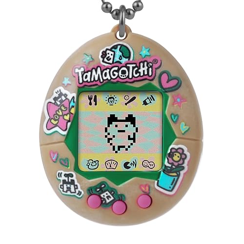 TAMAGOTCHI - Mascota Virtual Original Celebration Egg, Tonos Tierra | Earth Tones coleccionable, minijuego adivinanza, múltiples evoluciones adultas, cadena llavero, batería CR2032, 8+ años