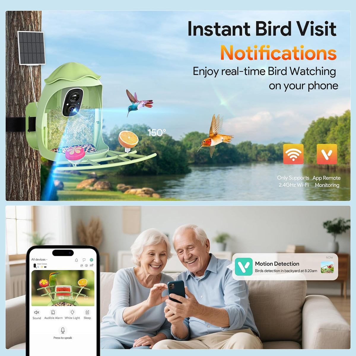 Osoeri - Alimentador inteligente para pájaros con cámara, cámara de alimentación solar HD con identificación de AI, captura automática de videos de pájaros y detección de movimiento, cámara de casa de