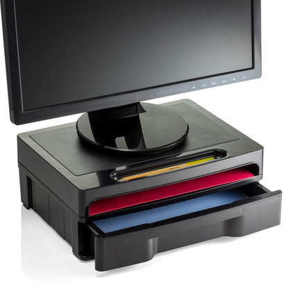 Officemate 2200 Series Executive 22502 - Soporte para monitor con cajón, color negro