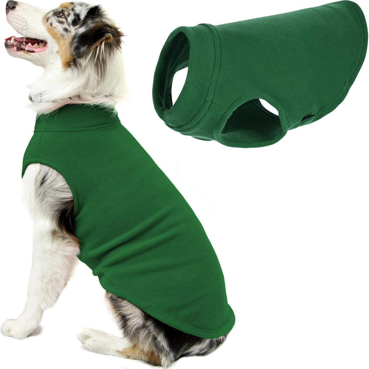 Gooby Chaleco de Forro Polar Elástico para Perro, Clima Frío - Bosque verde - 6X-Large Longitud: (27")
