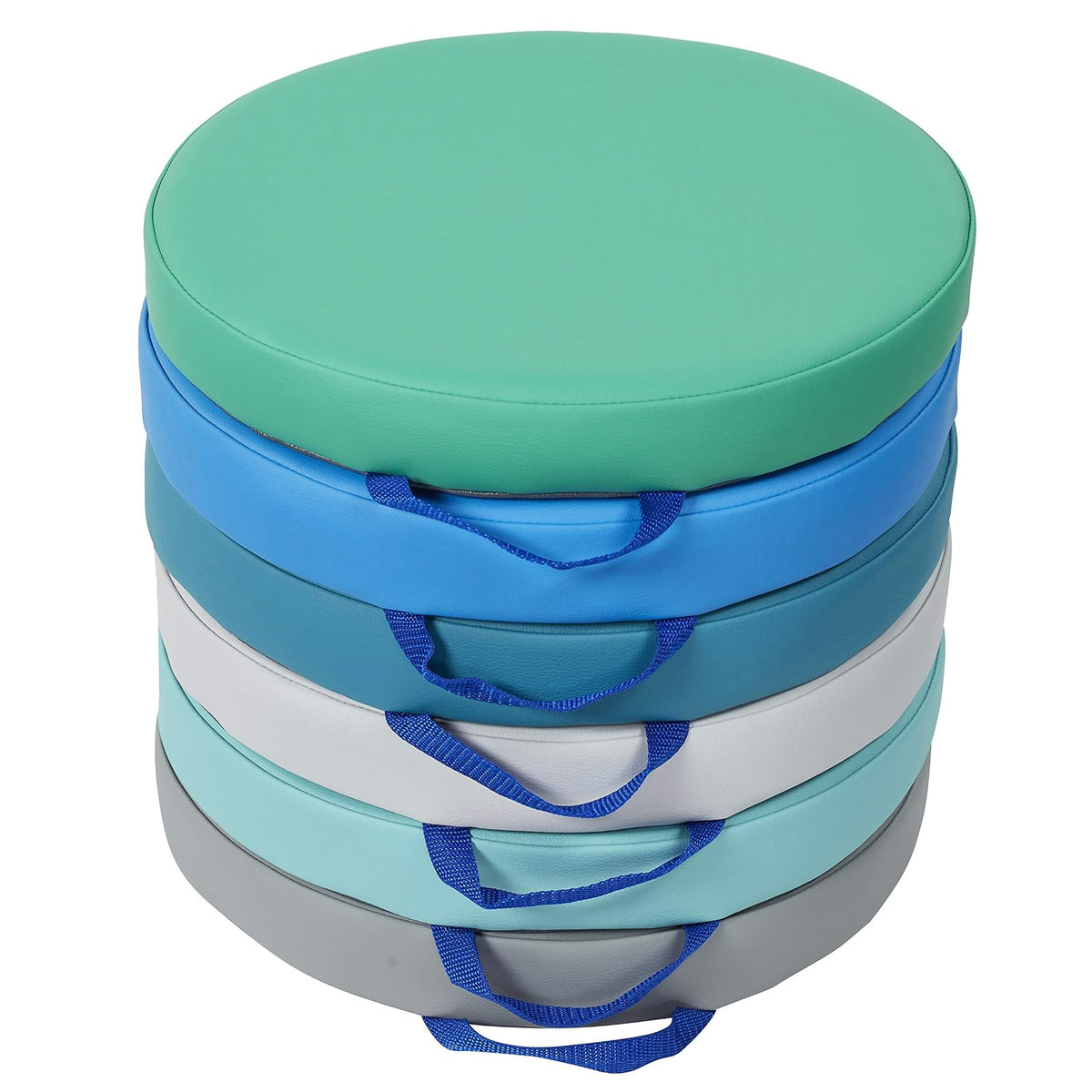 Factory Direct Partners SoftScape - Cojines Redondos de 15 Pulgadas con Asas; Asientos Flexibles para guardería, Preescolar, Sala de Juegos; Espuma de Lujo de 2 Pulgadas de Grosor (6 Piezas) –
