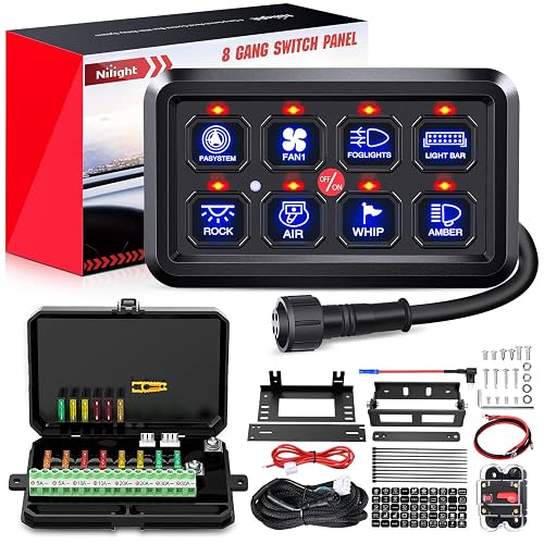 Nilight - Sistema de control de circuitos de control de circuito, arnés de cableado de fusible, regulable, para interruptor LED de 12 V, automóviles, camiones, campistas, SUV, 2 años de garantía, azul
