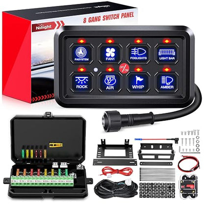 Nilight - Sistema de control de circuitos de control de circuito, arnés de cableado de fusible, regulable, para interruptor LED de 12 V, automóviles, camiones, campistas, SUV, 2 años de garantía, azul