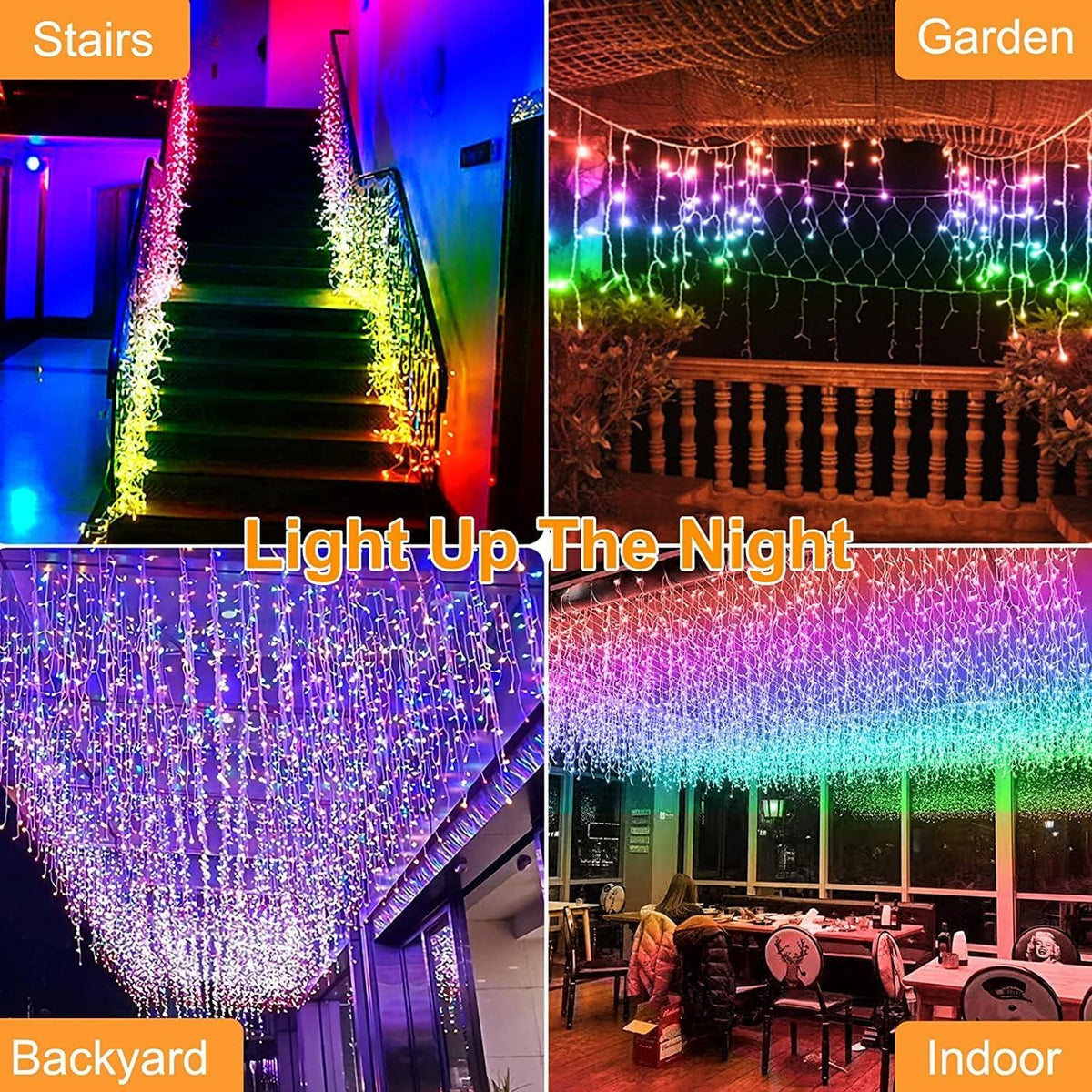 Luces Navideñas Cascada de Luces led -POWEROAK Luces de Navidad 18M 1000LED IP44 Serie de Cascada led con 8 Modos de Iluminación Luz cascada Navidad Decorativas. (18M 1000LED, Multicolor)